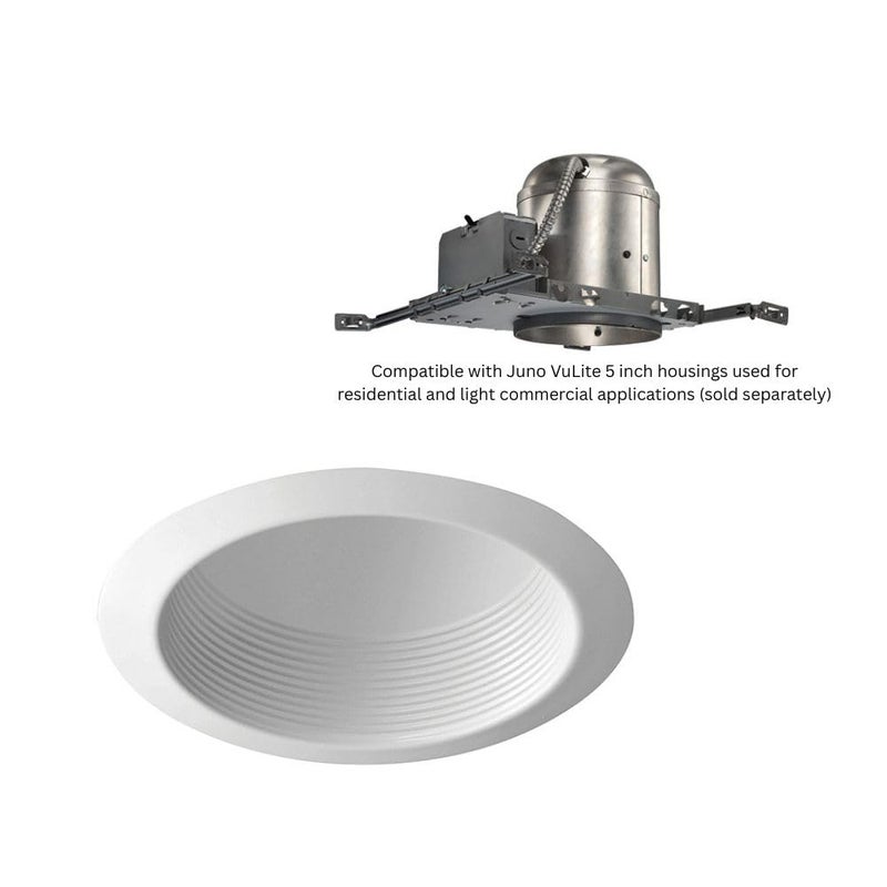 Juno VuLite 5 Inch Recessed Light Trim, Air-Loc and Wet Rated Recessed Lighting Trim for New Construction and Remodel, Downlight Baffle Trim, Fits IC23, IC22, IC22R Can Light Housings - Image 5